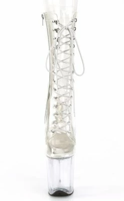 Pleaser FLAMINGO-1050C Clear Mid Calf Boots Pole Shoes