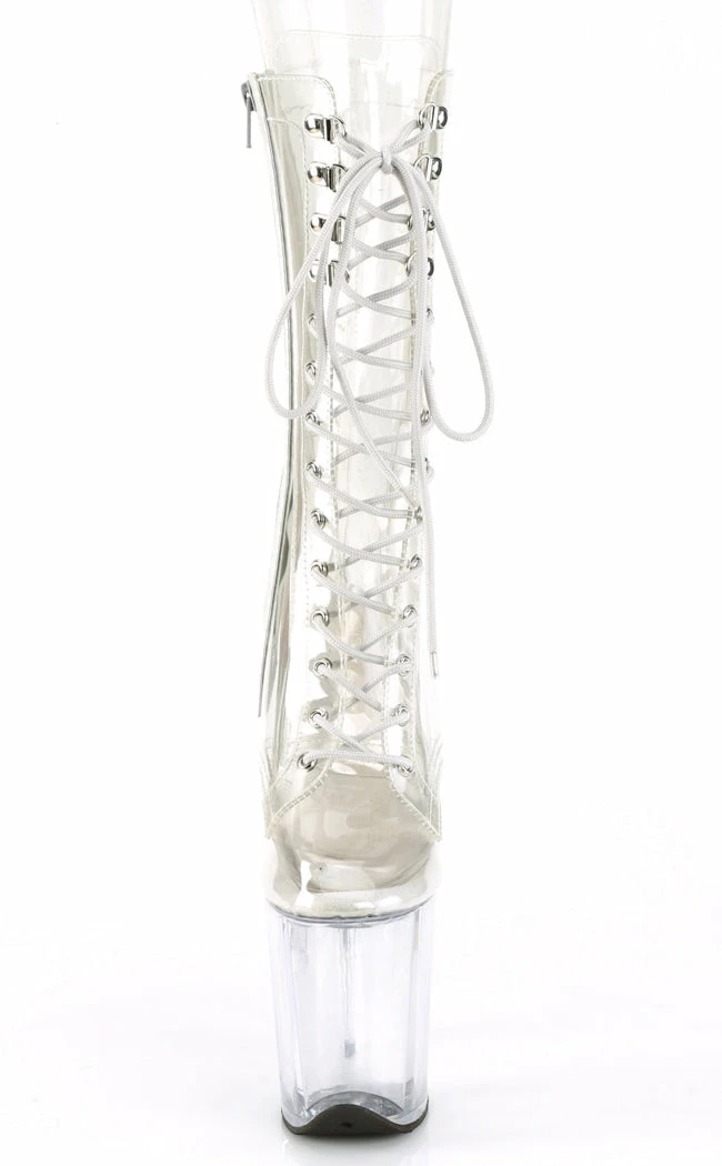 Pleaser FLAMINGO-1050C Clear Mid Calf Boots Pole Shoes 4 Pleaser FLAMINGO-1050C Clear Mid Calf Boots Pole Shoes
