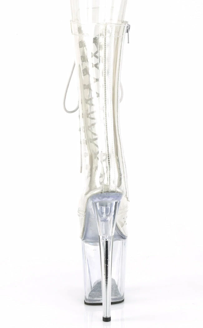 Pleaser FLAMINGO-1050C Clear Mid Calf Boots Pole Shoes 6 Pleaser FLAMINGO-1050C Clear Mid Calf Boots Pole Shoes