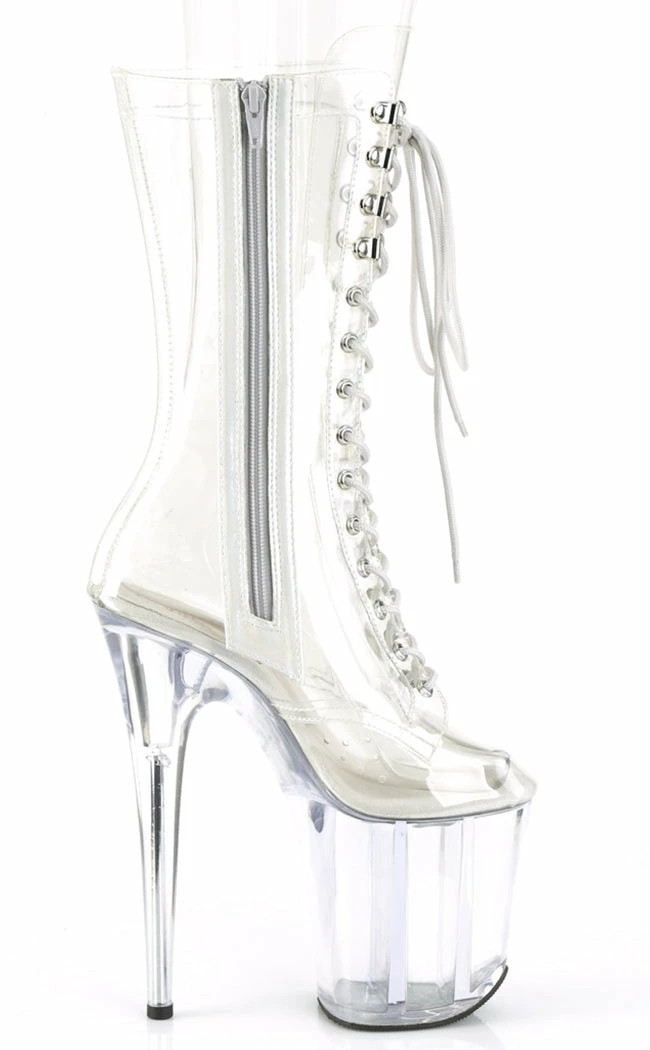 Pleaser FLAMINGO-1050C Clear Mid Calf Boots Pole Shoes 7 Pleaser FLAMINGO-1050C Clear Mid Calf Boots Pole Shoes