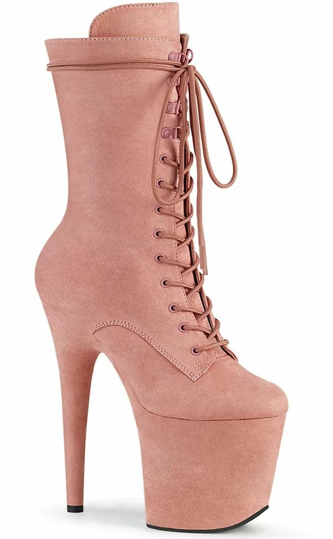 Pleaser FLAMINGO-1050FS Baby Pink Faux Suede Mid Calf Boots Pole Shoes 3 Pleaser FLAMINGO-1050FS Baby Pink Faux Suede Mid Calf Boots Pole Shoes