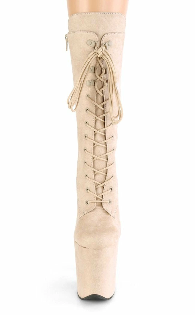 Pleaser Pole Shoes FLAMINGO-1050FS Beige Faux Suede Mid Calf Boots 4 Pleaser Pole Shoes FLAMINGO-1050FS Beige Faux Suede Mid Calf Boots