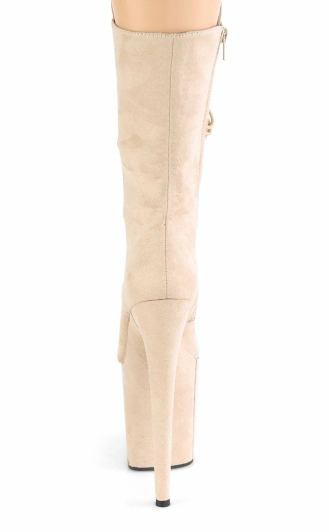 Pleaser Pole Shoes FLAMINGO-1050FS Beige Faux Suede Mid Calf Boots 6 Pleaser Pole Shoes FLAMINGO-1050FS Beige Faux Suede Mid Calf Boots