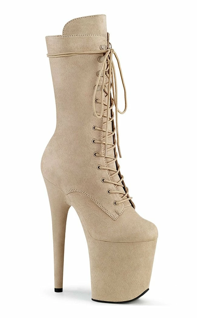 Pleaser Pole Shoes FLAMINGO-1050FS Beige Faux Suede Mid Calf Boots 3 Pleaser Pole Shoes FLAMINGO-1050FS Beige Faux Suede Mid Calf Boots