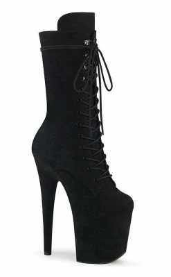 Pleaser FLAMINGO-1050FS Black Faux Suede Mid Calf Boots