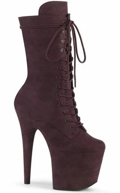 Pleaser FLAMINGO-1050FS Brown Faux Suede Mid Calf Boots