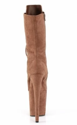 Pleaser Pole Shoes FLAMINGO-1050FS Caramel Faux Suede Mid Calf Boots