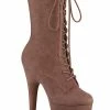 Pleaser Pole Shoes FLAMINGO-1050FS Caramel Faux Suede Mid Calf Boots 2 Pleaser Pole Shoes FLAMINGO-1050FS Caramel Faux Suede Mid Calf Boots