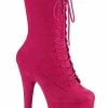 Pleaser FLAMINGO-1050FS Hot Pink Faux Suede Mid Calf Boots Pole Shoes