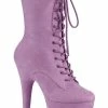 Pleaser FLAMINGO-1050FS Lilac Faux Suede Mid Calf Boots