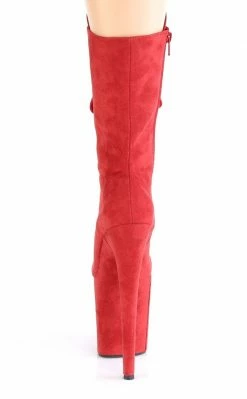 Pleaser FLAMINGO-1050FS Red Faux Suede Mid Calf Boots