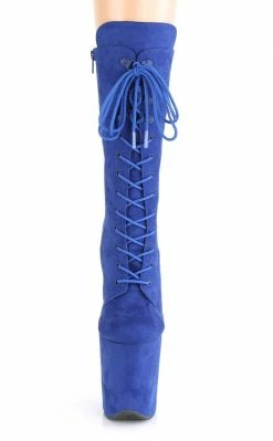 Pleaser Pole Shoes FLAMINGO-1050FS Royal Blue Faux Suede Mid Calf Boots