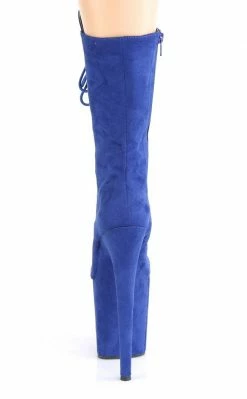 Pleaser Pole Shoes FLAMINGO-1050FS Royal Blue Faux Suede Mid Calf Boots