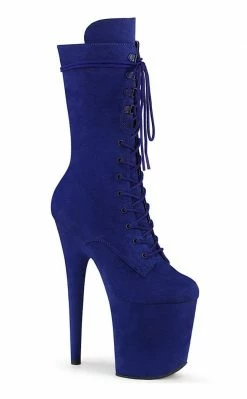 Pleaser Pole Shoes FLAMINGO-1050FS Royal Blue Faux Suede Mid Calf Boots