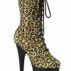 Pleaser FLAMINGO-1050LP Leopard Print Mid Calf Boots