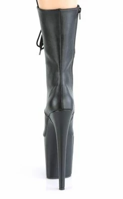Pleaser FLAMINGO-1050WR Black Matte Faux Leather Boots Pole Shoes