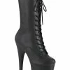 Pleaser FLAMINGO-1050WR Black Matte Faux Leather Boots Pole Shoes