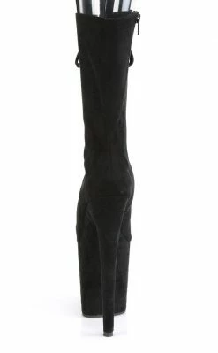 Pleaser Pole Shoes FLAMINGO-1051FS Black Faux Suede Mid Calf Open Toe Boots