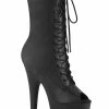 Pleaser FLAMINGO-1051WR Black Matte Mid Calf Open Toe Boots