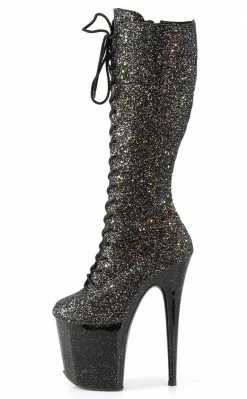 Pleaser Pole Shoes FLAMINGO-2020MG Black Multi Glitter Knee High Boots 9 Pleaser Pole Shoes FLAMINGO-2020MG Black Multi Glitter Knee High Boots