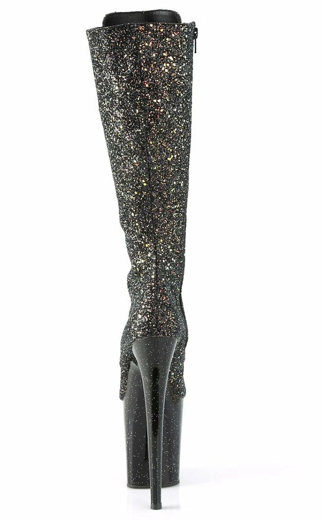 Pleaser Pole Shoes FLAMINGO-2020MG Black Multi Glitter Knee High Boots 6 Pleaser Pole Shoes FLAMINGO-2020MG Black Multi Glitter Knee High Boots