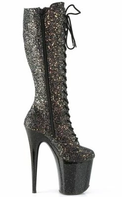Pleaser Pole Shoes FLAMINGO-2020MG Black Multi Glitter Knee High Boots 11 Pleaser Pole Shoes FLAMINGO-2020MG Black Multi Glitter Knee High Boots