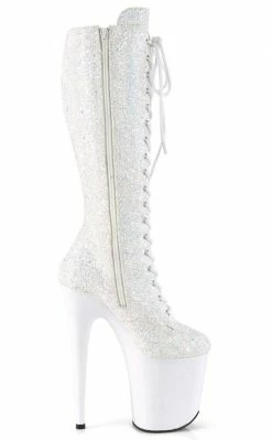 Pleaser FLAMINGO-2020MG White Multi Glitter Knee High Boots Pole Shoes 11 Pleaser FLAMINGO-2020MG White Multi Glitter Knee High Boots Pole Shoes