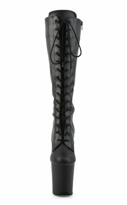 Pleaser Pole Shoes FLAMINGO-2023 Black Matte Knee High Boots