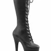 Pleaser Pole Shoes FLAMINGO-2023 Black Matte Knee High Boots