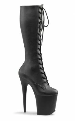 Pleaser Pole Shoes FLAMINGO-2023 Black Matte Knee High Boots