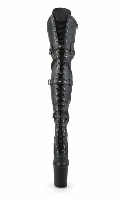 Pleaser FLAMINGO-3028 Black Matte Thigh High Boots