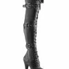 Pleaser FLAMINGO-3028 Black Matte Thigh High Boots