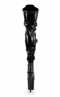 Pleaser FLAMINGO-3028 Black Patent Thigh High Boots