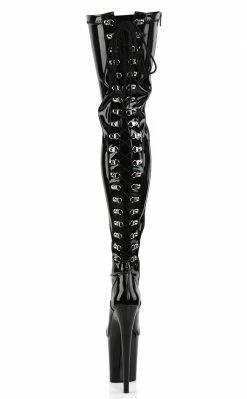 Pleaser Pole Shoes FLAMINGO-3063 Black Patent Thigh High Boots