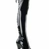 Pleaser Pole Shoes FLAMINGO-3063 Black Patent Thigh High Boots