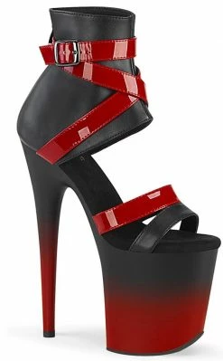Pleaser FLAMINGO-800-15 Black & Red Matte Ombre Heels