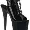 Pleaser Pole Shoes FLAMINGO-800-20 Black Patent Peep Toe Heels