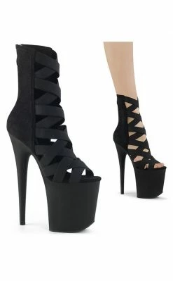 Pleaser FLAMINGO-800-24 Strappy Black Heels