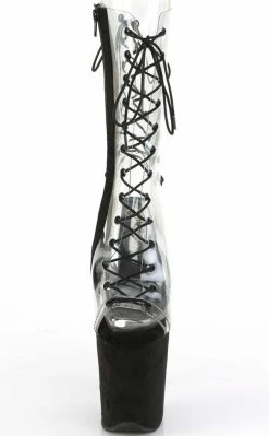 Pleaser FLAMINGO-800-60 Clear/Faux Suede Boots