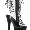 Pleaser FLAMINGO-800-60 Clear/Faux Suede Boots