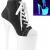Pleaser Pole Shoes FLAMINGO-800SK-02 UV Reflective Sneaker Heels In Black