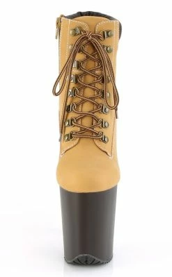 Pleaser FLAMINGO-800TL-02 Tan Nubuck Faux Leather Platform Heels Pole Shoes