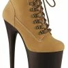 Pleaser FLAMINGO-800TL-02 Tan Nubuck Faux Leather Platform Heels Pole Shoes