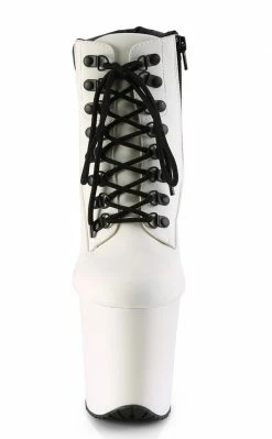 Pleaser FLAMINGO-800TL-02 White Nubuck Faux Leather Platform Heels