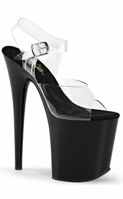 Pleaser FLAMINGO-808 Clear & Black Heels