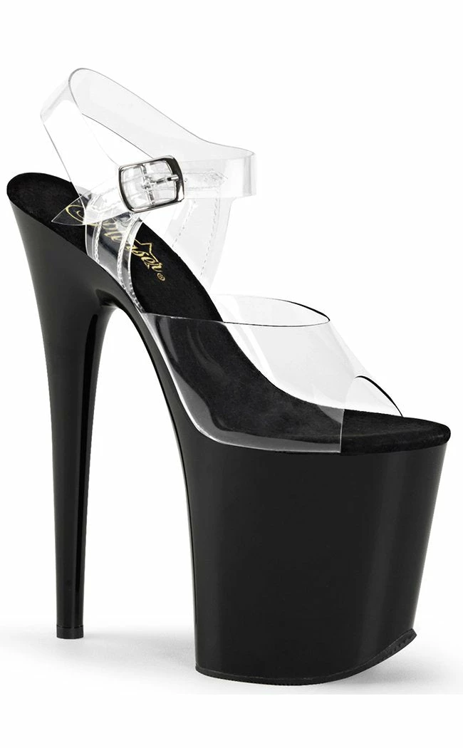 Pleaser FLAMINGO-808 Clear & Black Heels 3 Pleaser FLAMINGO-808 Clear & Black Heels