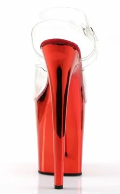 Pleaser Pole Shoes FLAMINGO-808 Clear & Red Chrome Heels