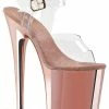 Pleaser FLAMINGO-808 Clear & Rose Gold Chrome Heels