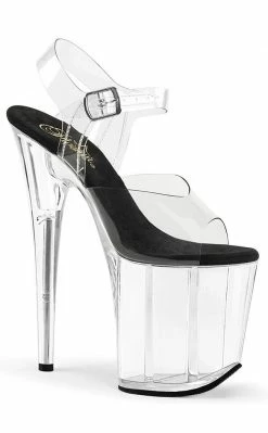Pleaser FLAMINGO-808 Clear With Black Heels