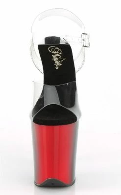 Pleaser Pole Shoes FLAMINGO-808BR Clear/Red-Black Heels